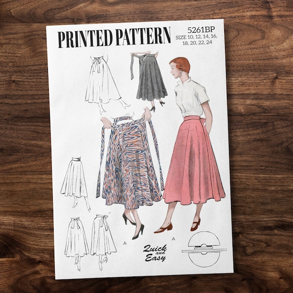 Wrap Circle Skirt from 1950s - *REPRODUCTION* vintage sewing pattern - Available sizes: 10, 12, 14, 16, 18, 20, 22, 24