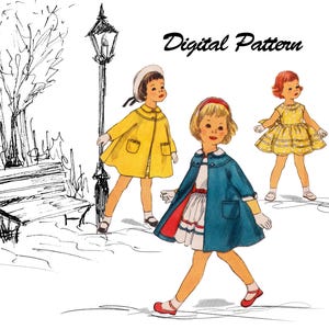 Molde para Vestido e Casaco | Vestido Inteiro, Casaco com Gola Peter Pan | Download Instantâneo em PDF *REPRODUÇÃO* - Tamanho disponível: 1