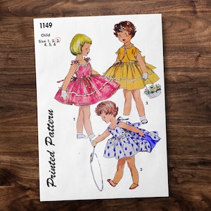 Girls Summer Dress and Jacket - Vintage Sewing Pattern - 1950s - Toddler Child Kids - *REPRODUCTION* - Available sizes: 1, 2, 3, 4, 5, 6