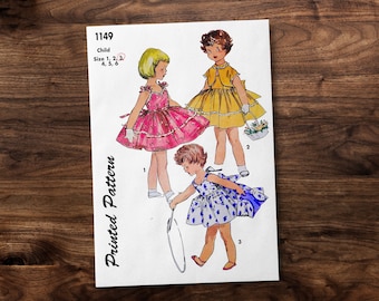 Girls Summer Dress and Jacket - Vintage Sewing Pattern - 1950s - Toddler Child Kids - *REPRODUCTION* - Available sizes: 1, 2, 3, 4, 5, 6