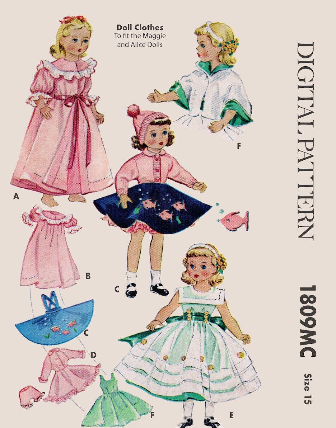 PDF Sewing Pattern - 15” DOLL Pattern From 1950s - Etsy