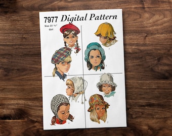 Child's Cap, Hat, Beret, Flower Petal Hat from 1950s - *REPRODUCTION* millinery sewing pattern,  - Available sizes: 21.75"