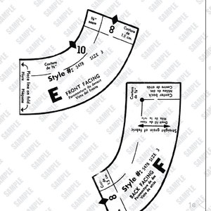 May include: Black and white sewing pattern diagram for a garment style numbered 5478. The diagram includes instructions for both the front and back facing of the garment. The pattern includes measurements in inches.