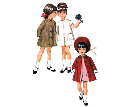 Size 2, 3, 4, 5, 6, 6X - 1960s Girls Dress & Coat - Child, Toddler, Kids - Vintage Digital Sewing Pattern - PDF ONLY!