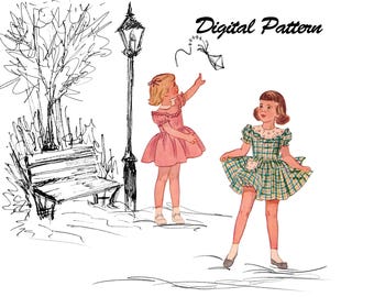 Size 4 - Easy to Sew Child's One-Piece Dress Including Panties - 1940s Sewing Pattern - PDF digital download