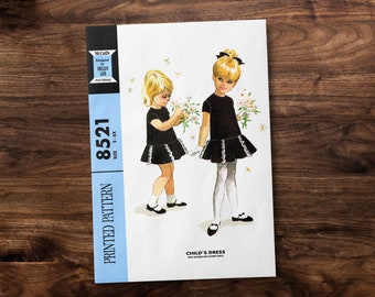 Girls 1960s Modern Dress Styles - Toddler Child Kids - *REPRODUCTION* - Available sizes: 2, 3, 4, 5, 6, 6X - Sewing Pattern