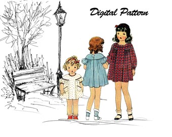 Size 4 - Child's Dress with puff sleeves, short and long sleeves, and shorts - 1930s Vintage Sewing Patterns PDF