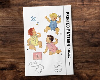 Infant Baby's Diaper Shirt and Diaper Slipcover Size 1 - 1940s Vintage Pattern *REPRODUCTION*