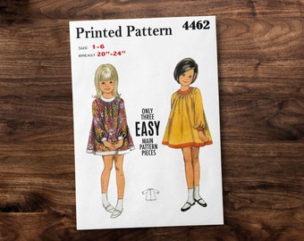 Girls 1960s Color Block Dress - Toddler Child Kids - *REPRODUCTION* - Available sizes: 1, 2, 3, 4, 5, 6 - Sewing Pattern 4462BP