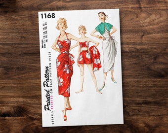 Sarong Dress Vacation Tiki Dress from 1950s - *REPRODUCTION* vintage sewing pattern - Available sizes: 11,12, 13, 14, 15, 16, 18, 20, 22, 24