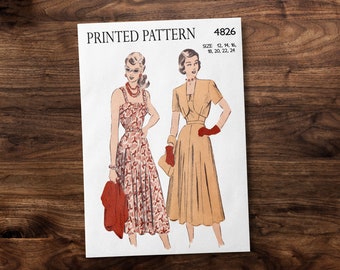 Summer Dress & Bolero Jacket Ensemble from 1940s - *REPRODUCTION* vintage sewing pattern - Available sizes: 10, 12, 14, 16, 18, 20, 22, 24