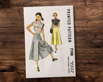 Culotte Pants from 1940s - *REPRODUCTION* vintage sewing pattern - Available waist sizes: 24, 26, 28, 30, 32, 34, 36