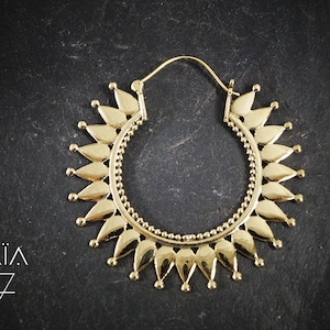 Gold earrings -bohemian jewelry -tribal earrings -ethnic hoops 38-N25