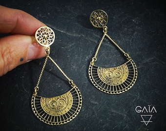 Boucles d&#39;oreille pendantes ethniques en laiton- boucles bohème- boucles hippie 138-N208
