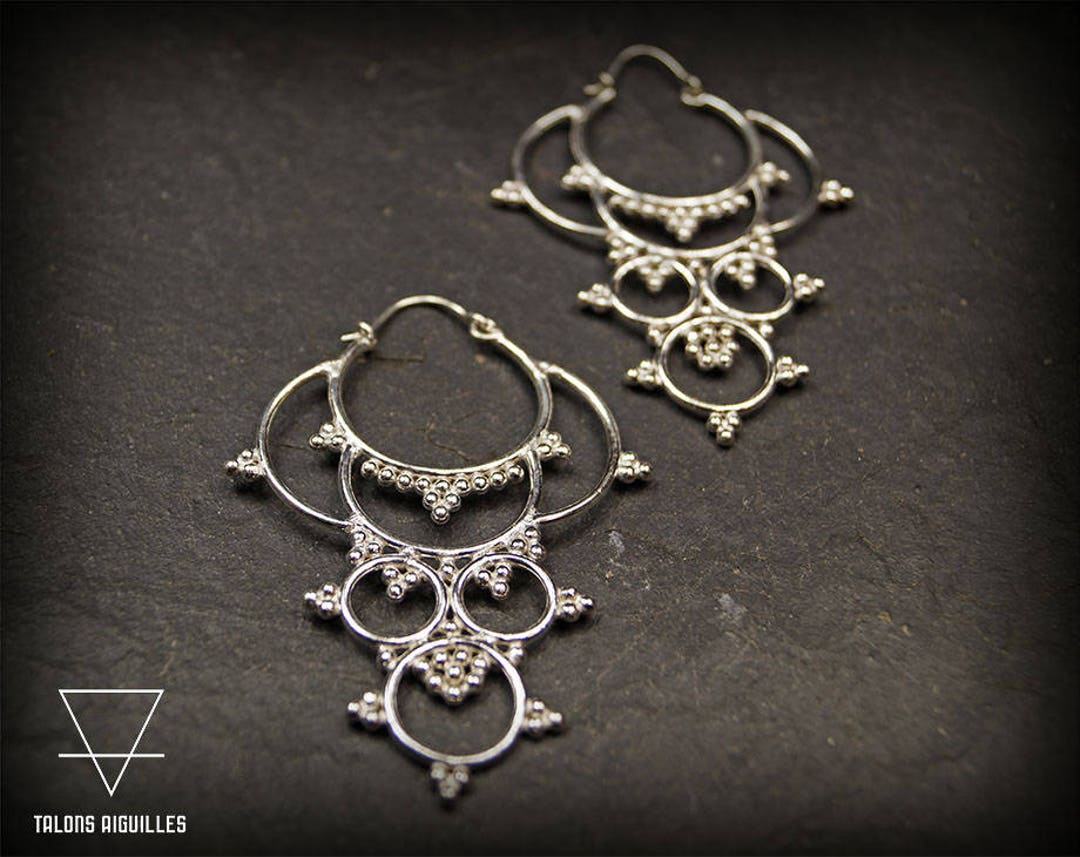 Silver Earrings hippie Earrings ethnic Earrings bohemian Earrings 42-40 ...