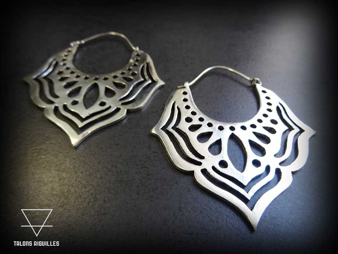 Tribe Hoop Sterling Silver Earrings plated in 18K Gold