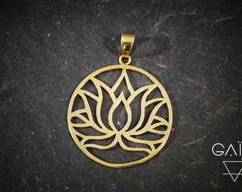 Lotus necklace-brass pendant-ethnic pendant-hippie necklace -bohemian necklace