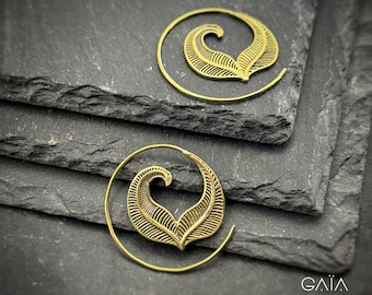 Brass Spiral Earrings: Bohemian Tribal Style