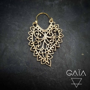 Brass hoops -arabesque design earrings -indian earrings - tribal earrings - Gaia B63