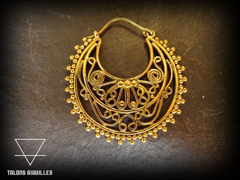 Tribal Hoop Earrings ethnic Brass Earrings tribal Hoop Etsy