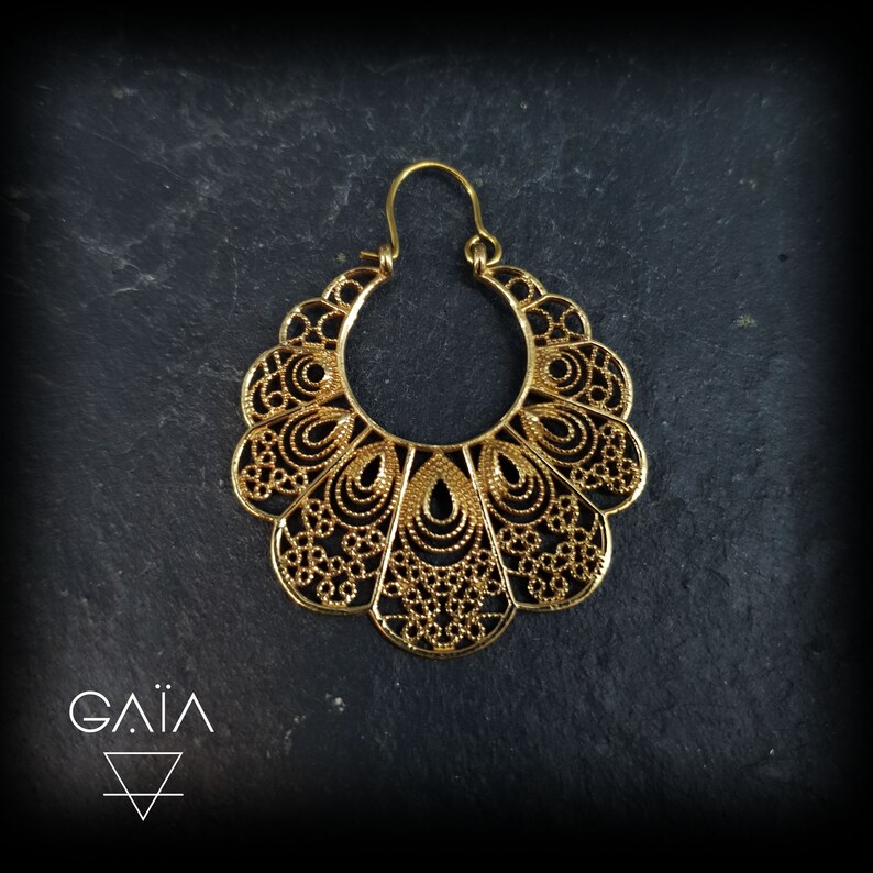 Ethnic Hoop Earrings brass Ethnic Earrings tribal Hoop Etsy