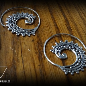 Ethnic spiral brass silver plated earrings tribal earrings Ethnic earrings 31-193 image 2