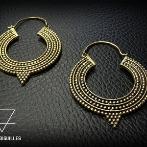 Boucles d&#39;oreille ethniques en laiton-boucles d&#39;oreille indienne -créoles ethnique 42-634