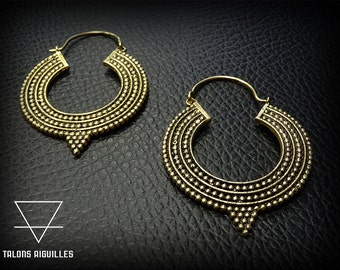 Ethnic hoop earrings -brass jewelry -ethnic earrings -boho earrings  42-634