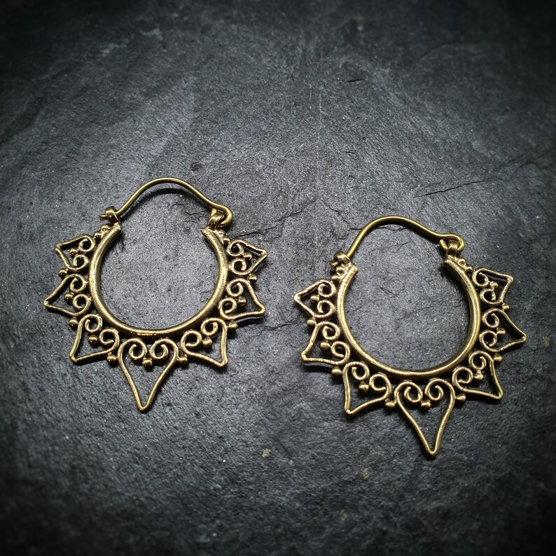 Tribal Brass Earrings Tribal Hoop ethnic Earrings Indian Etsy