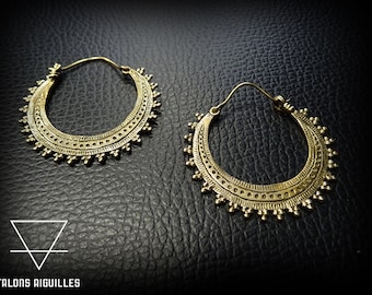 Boucles d&#39;oreilles ethniques en laiton -boucles tribales -boucles indiennes  -bijou ethnique 23-350