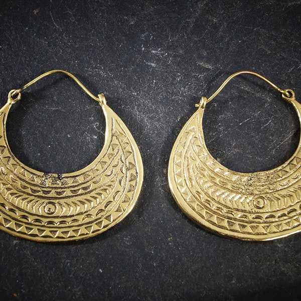Ethnic earrings  -tribal hoop earring -brass earrings -boho earrings 119-156