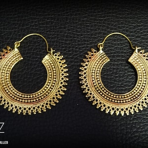 Ethnic earrings tribal hoop gypsy hoop earrings bohemian earrings 44-637 image 1