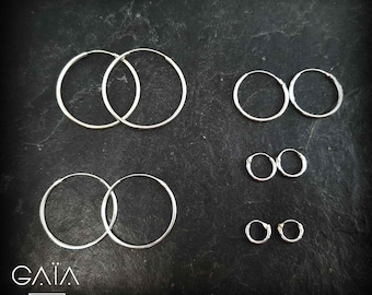 Silver sterling Hoops -continuous earrings- bohemian earrings-ring for men