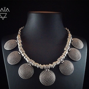 bohemian necklace -antique silver - tribal necklace - boho necklace - bohemian necklace