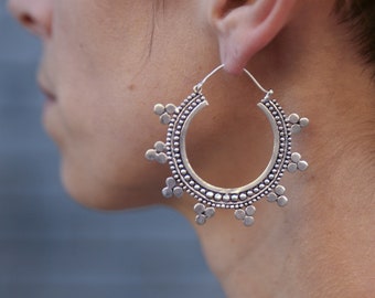 Créoles argent plaqué - créolestribales -boucles d'oreilles ethniques -boucles orientales  9-55