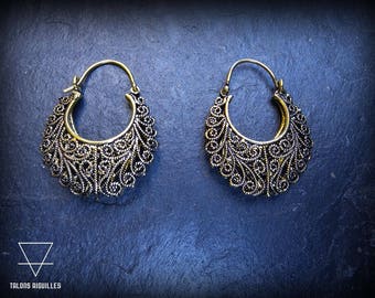 Boho earrings -tribal hoop -ethnic earrings -indian style earrings 19-225