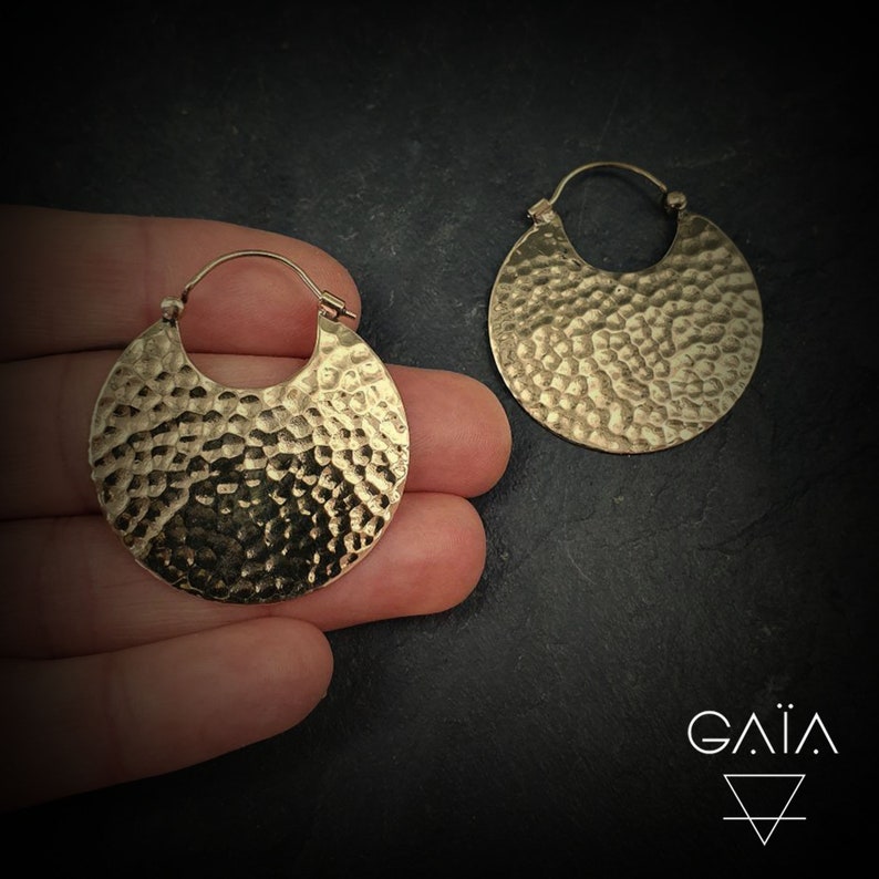 Boucles D'oreilles Créoles 81stgeneration - Laiton Doré, Style Ethnique Tribal, Rondes, Neuves Avec étiquette