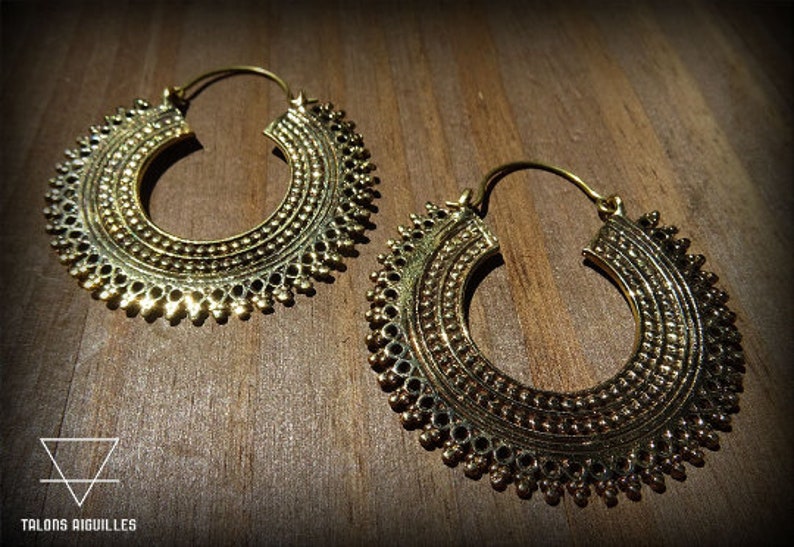 Ethnic earrings tribal hoop gypsy hoop earrings bohemian earrings 44-637 image 6