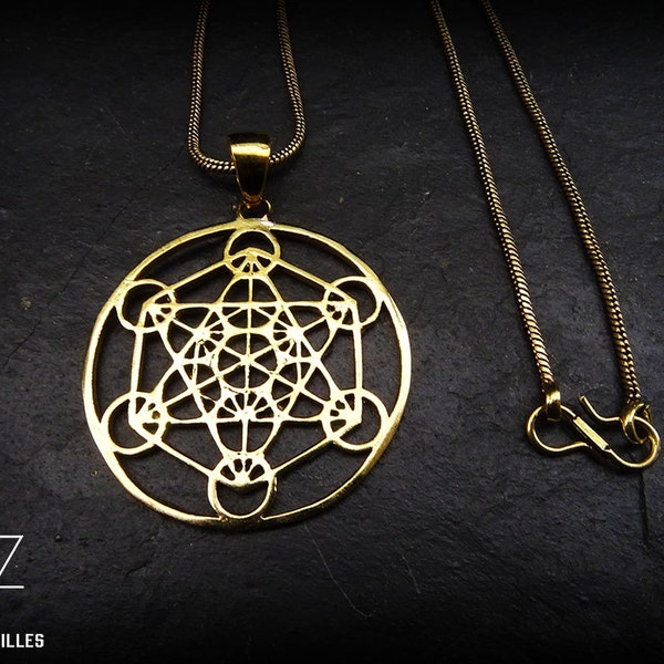 Pendentif géométrie sacrée          , avec ou sans chaine maillon snake - collier energie - collier zen- collier boho