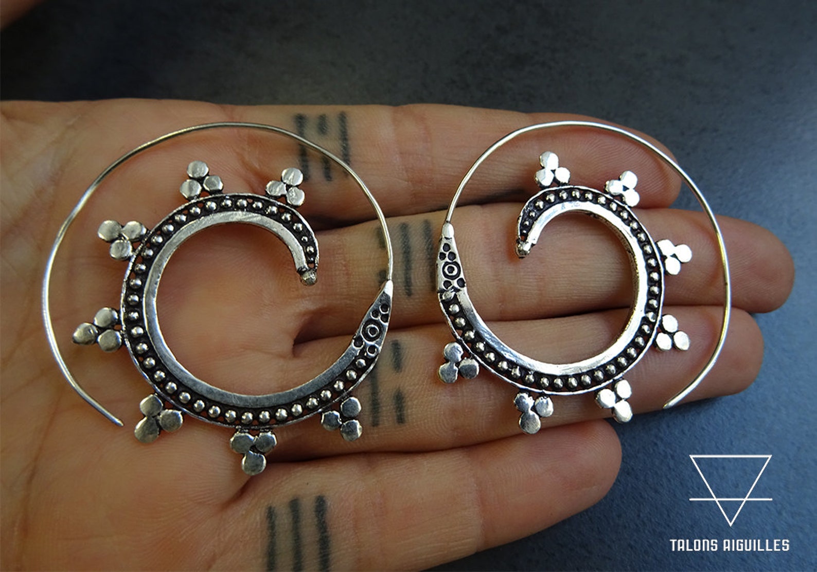 Boucles D'oreilles Ethniques En Bois Spiralé - Crochets Argent 925, Artisanat Indonésie, Neuves Avec étiquettes
