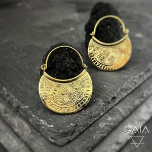 Gold Creolen-Ethno Tribal Ohrringe Messing -gravierte Ohrringe -Messing Ohrringe -Boho Ohrringe -Tribal Creolen 17-173