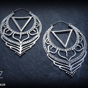 Geometric earrings -large mandala and geometric earrings -tribal hoops -ethnic jewelry 46-291