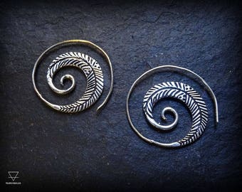 Feather earrings - small spiral earrings -silver plated earrings- bohémian earrings 1-33