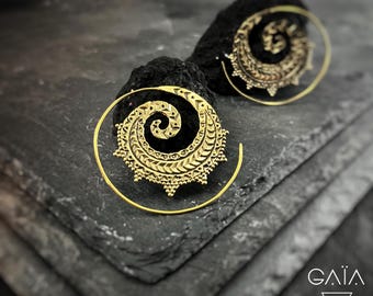 Bohemian Brass Spiral Earrings: Tribal Hippie Jewelry
