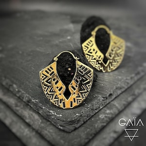 Tribal hoop brass earrings-ethnic earrings-gypsy hoops-hippie earrings-bohemian earrings-b71
