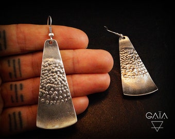 Antique Silver Plated Dangle Earrings, Boho Bohemian Chic