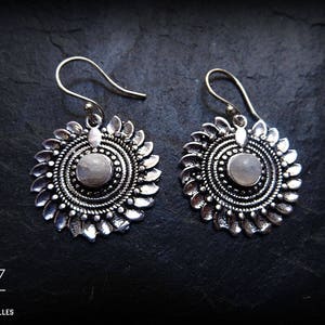 Silver earrings flower style bohemian earrings boho earrings ethnic earrings 67-232 image 3