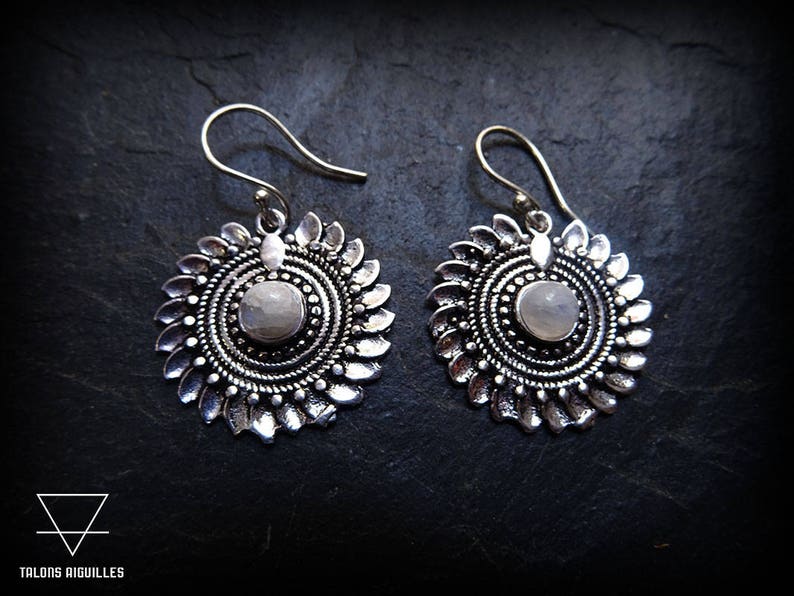 Silver earrings flower style bohemian earrings boho earrings ethnic earrings 67-232 image 3