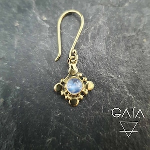 Boucles d'oreille ethnique en laiton avec pierre semi precieuse - boucles pendantes indiennes - boucles ethniques B75
