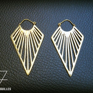 Boucles d'oreille laiton -Boucles géométriques -bijoux boho -boucles tribales  74-800